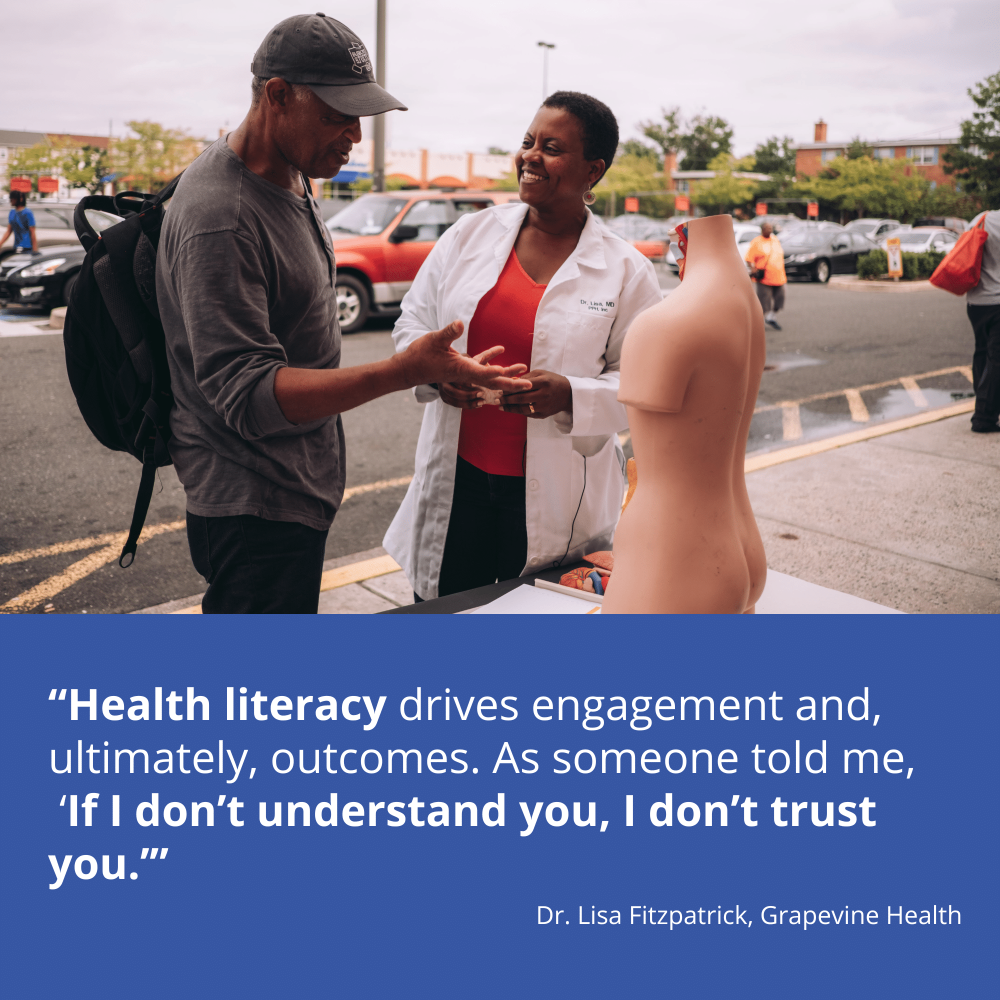 A quote graphic that reads, "“So much of the health related challenges emerge from needs that are not traditionally clinical – like food access or air quality, having an A/C unit in your home, whether you have transportation to attend doctors appointments. All of these different things have an impact on people's ability to achieve optimal health. We're really excited about the role we can play in this space.” –Vineet Singal, CareMessage
